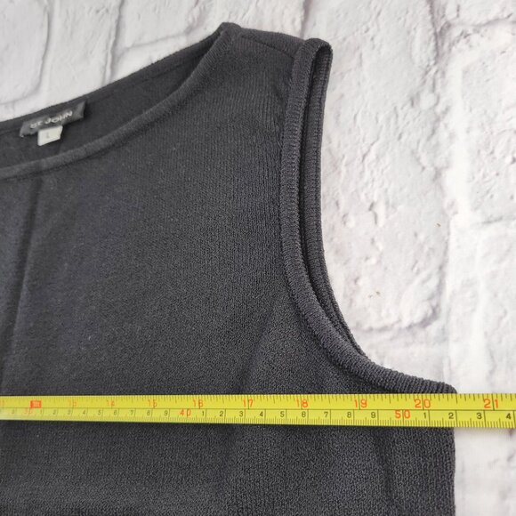 St John Women 2-Piece Knit Set Sz L Black Sleeveless Top & Elastic Waist Pants - Picture 9 of 13